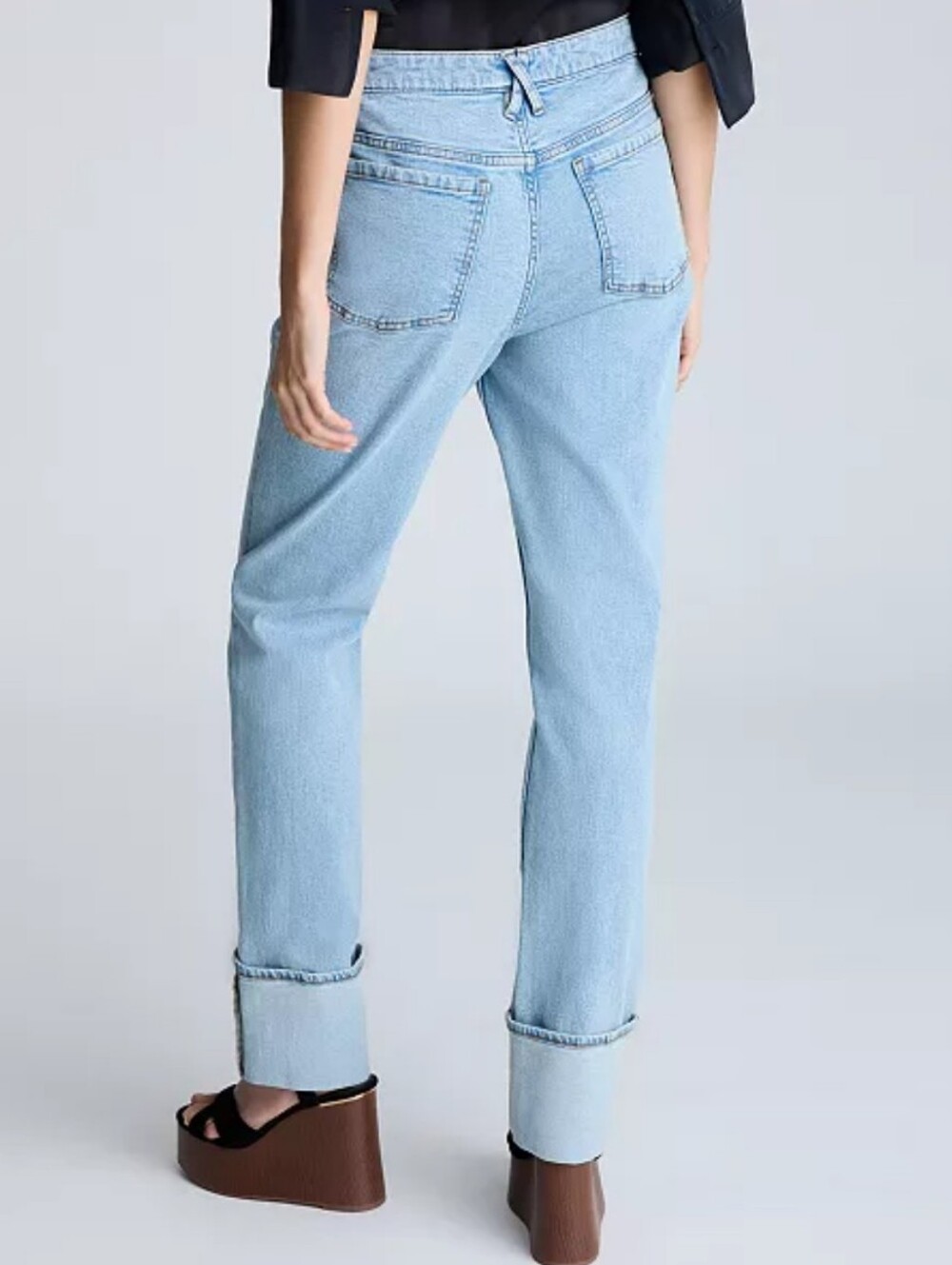 Kenneth Cole High Rise Wide Cuff Straight Leg Jeans, Size 10 - Picture 9 of 10